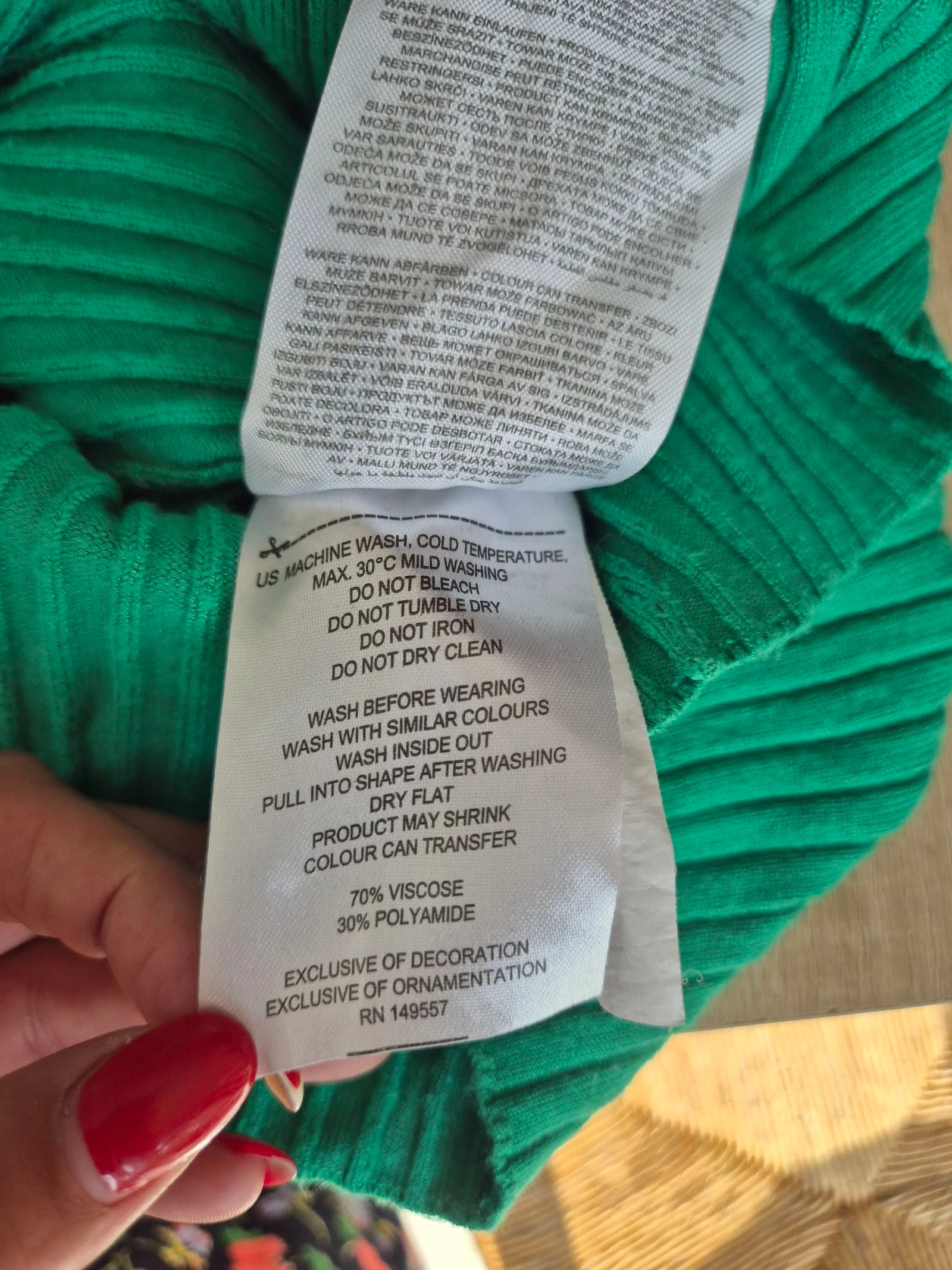 Groene geribde jurk AMISU – Maat 36 – Smalle pasvorm, polokraag, korte mouwen – photo 6